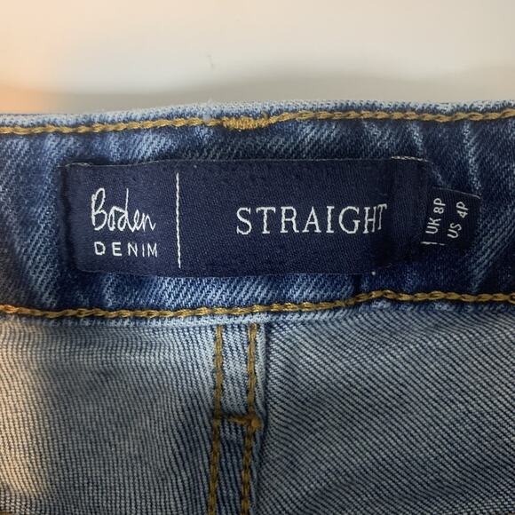Boden‎ Jeans Womens 4P Straight Crop Raw Hem Stretch Denim Button Fly Petite - Picture 4 of 8